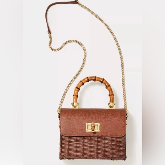 NWT Lilly Pulitzer Maura Wicker Top Handle Bag - Brown - Picture 3 of 11